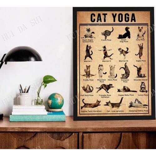 Yoga Poster, Iyengar Yoga Asanas, Cat Yoga Art Prints, Practice Yoga from Home, Yoga lover home decor, Cat owners gift