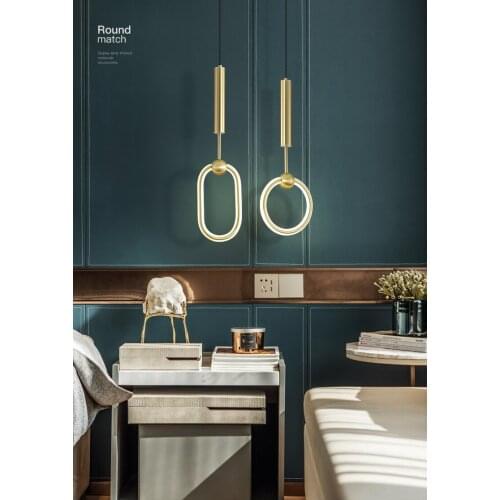 Modern minimalist bedroom bedside small chandelier Nordic fashion light luxury creative restaurant bar background wallChandelier