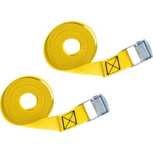 2 Pieces Kayak Cam Buckle Tie Down Straps Roof Racks Trailers 2.5m Yellow