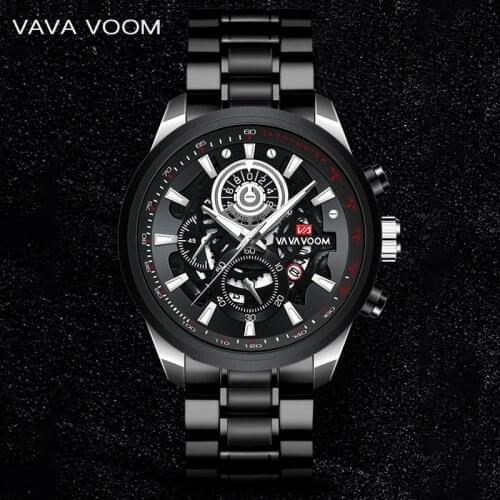 VAVA VOOM Business Luxury Mens Watch Hollow Waterproof Sports Quartz Watch Fashion Decorative Dial Mens Watch Orologio da uomo