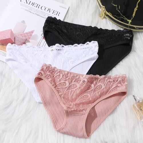 Womens Cotton Panties Underwear Sexy Low-Rise Underpants Female Comfortable Lace Lingerie Big Size Ladies Briefs Underwears