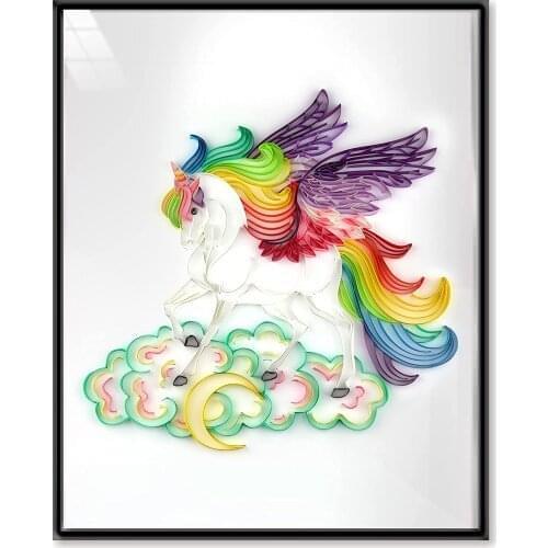 UNIQUILLING 3D Pegasus Quilling Paper Paintings Creative Wall Decor DIY Quilling Paper Crafts Gifts DIY Quilling Paper Tool Kits