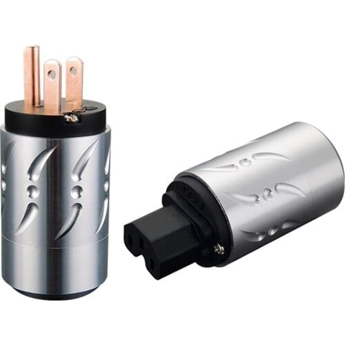 Viborg Hi End Aluminium Alloy VM502 VF502 Pure Copper US AC Power Plug & IEC Connector for Audio DIY Mains Power Cable 1 pair