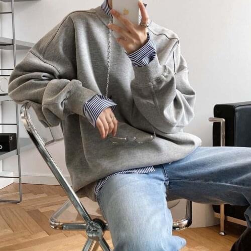 High quality Korean chic basic pullover sweatershirts womens spring and autumn 2020 Womens new casual top 252