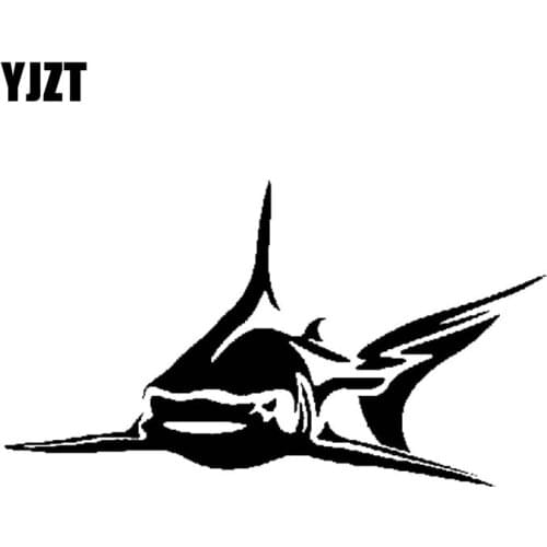 YJZT 15cm*8.5cm Individualized Shark Vinyl High Quality Car Sticker Decals Black Silver C11-0251