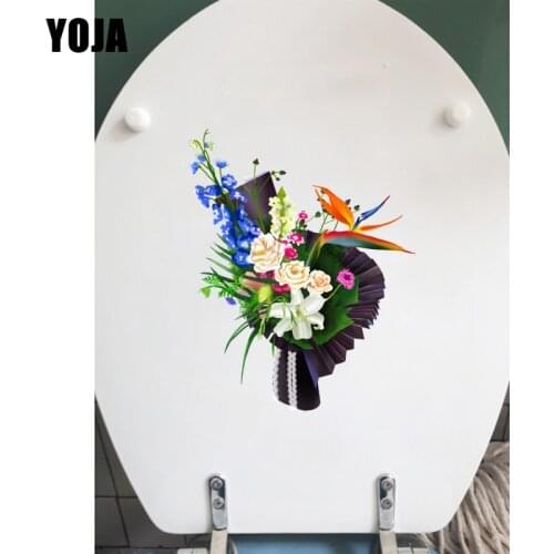 YOJA 18.4*22.8CM Hand Holding Bouquet Bedroom Wall Decoration WC Toilet Seat Sticker T1-0413