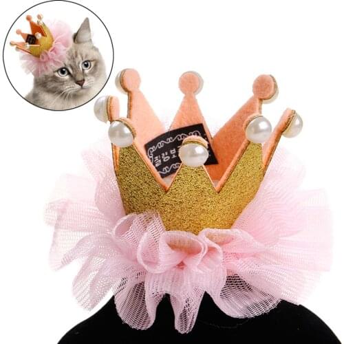 Dog Cat Hair Clip Lace Pearl Crown Dog Headdress Cute Pet Hair Accessories Pet Birthday Party Crown Hats Legendog