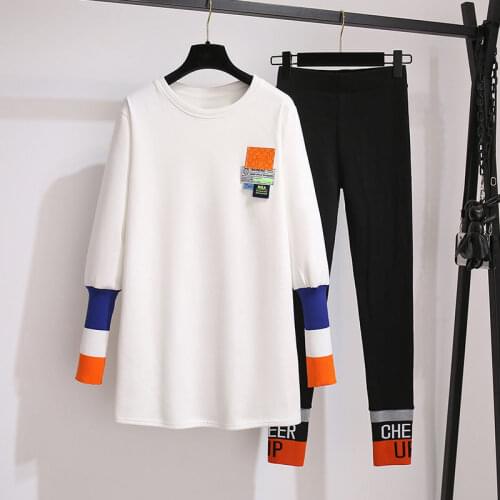 Round Neck Bottoming Shirt Women Spring and Autumn Western Style New Fashion Personality Stitching Long-sleeved Top Sports Suit