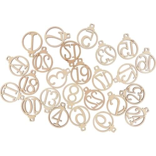 1-25 Wooden Labels Christmas Advent Calendar Number Gift Tags Decor