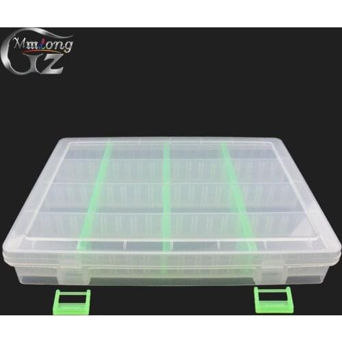 1PC 25.5*18.5*4cm Fishing Lure Tackle Box H328a 16 Compartments Adjustable Storage Case Clear Plastic Boxes Fishing Tools Pesca