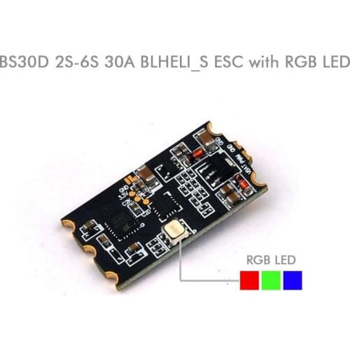 1pc BS30D BLHeli-S 30A 2-6S ESC with RGB LED Dshot for FPV Racing Drones