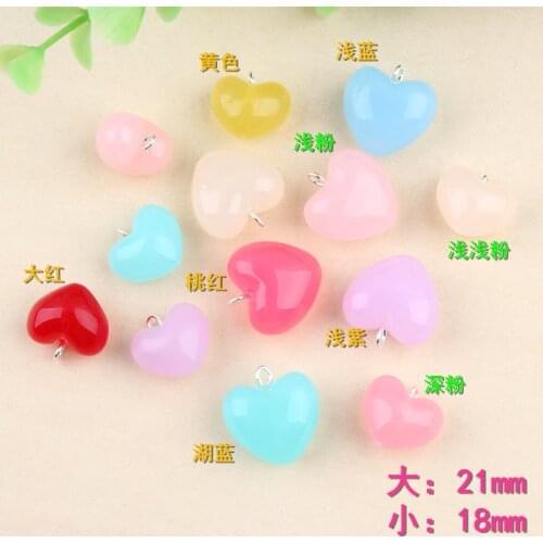 10pcs 18MM Acrylic love peach heart charms pendants key hanger mobile phone lanyard DIY decoration accessories wholesale