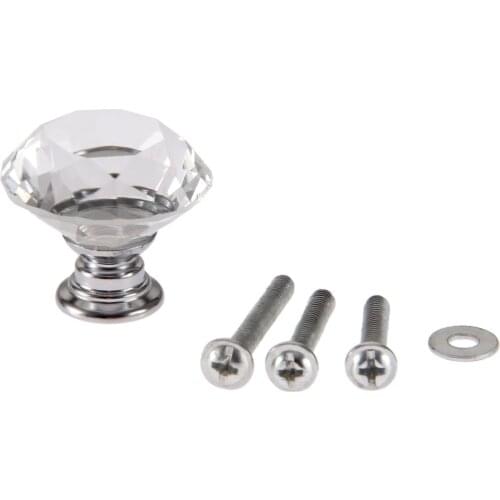 1x Diamond Shape Design Crystal Glass Knobs Cupboard Drawer Pull Kitchen Cabinet Door Wardrobe Handles Hardware