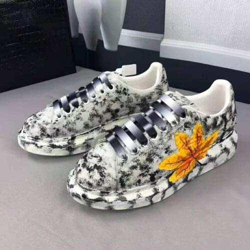 2021 new design 100% real genuine skin ostrich leather leisure loafer shoe cow skin lining colorful painting skin sneaker