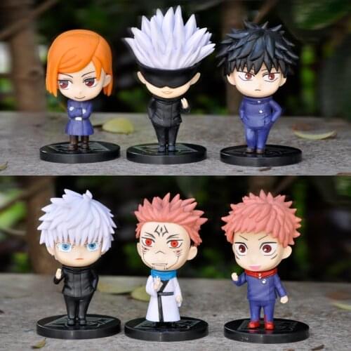 6Pcs/Set Anime Jujutsu Kaisen Figure Gojo Satoru Itadori Yuji Fushiguro Cute PVC Action Figure Collectible Ornaments Models Toys