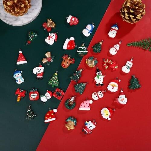 8 Pcs Christmas Resin Charm Pendent For Polymer Clay Charm Filler Phone Case Decorative Accessories With Hooks