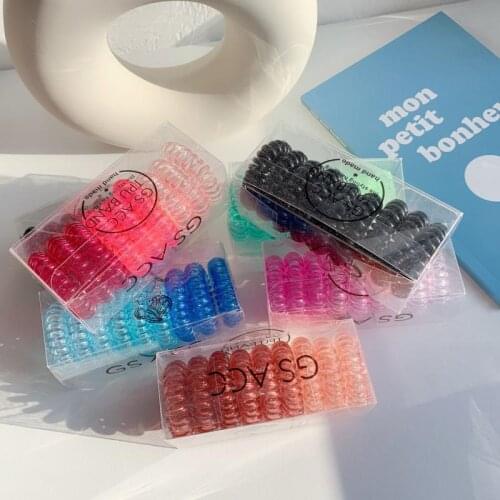 9 Pcs/set Transparent Phone Ring Rubber Band Hair Rope Tie Hair Ring Gradient Color Non-crease Ponytail Hair Ring Styling Tools