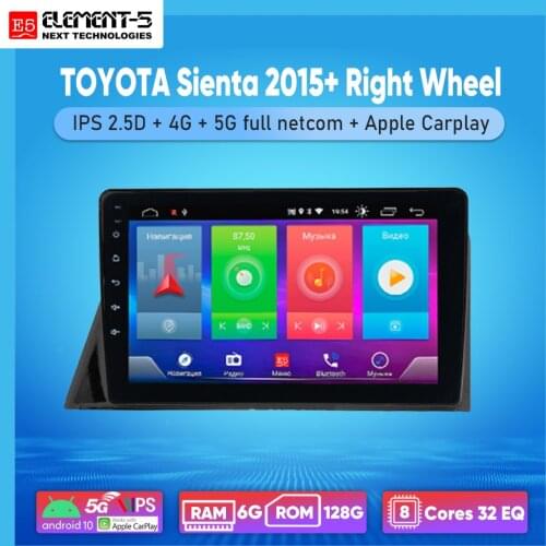 ELEMENT-5 10“ 6G+128G Android 10 4G 5G WIFI RDS DSP Car Radio For TOYOTA Sienta 2015+ Navigation GPS HiFi