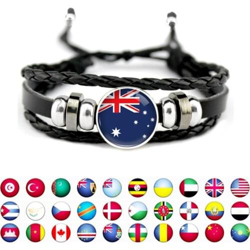 United Kingdom Iran Chile Aruba France Japan Panama Paraguay Austria Egypt South Korea England Australia Flag Men Women Bracelet
