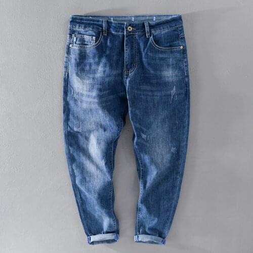 2021 New style ankle-length jeans pants men casual fashion denim trousers men comfortable solid pantalones un pantalon spodnie