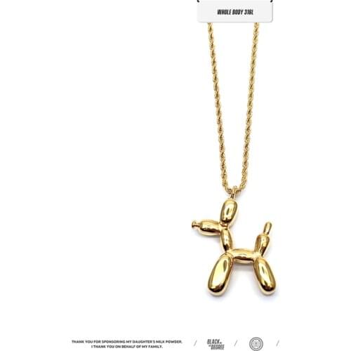 EDY Punk Hip Hop Personality Balloon Dog Cool Necklace Twist Chain Trend Necklace For Women Men Girls Party Travel Jewelry