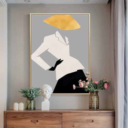 DDHH Wall Art Canvas Figure Clothes Painting Picture Beauty Woman Flowers Print For Living Room Home Decor No Frame