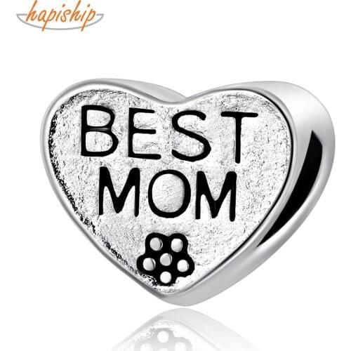 Hapiship 2020 Original Daisy Fashion Romantic Heart Love Best Mum Charm Beads Fit Charm Bracelet Female DIY Jewelry Making CZ017