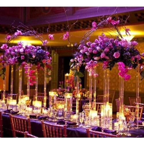 Hot 80cm Tall Crystal Table Centerpiece Square flower stand Table Decoration