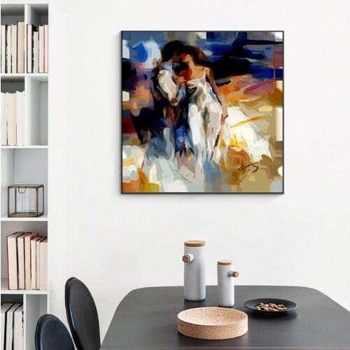 Cotton No frame impression figures love kiss canvas printings oil painting printed on cotton cafe wall art decoration pictures