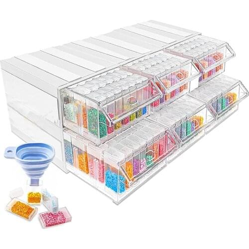 Storage Containers for Diamond Painting Accessories, 4 Packs Stackable Craft Storage Organizers 210 Slots Individual Box