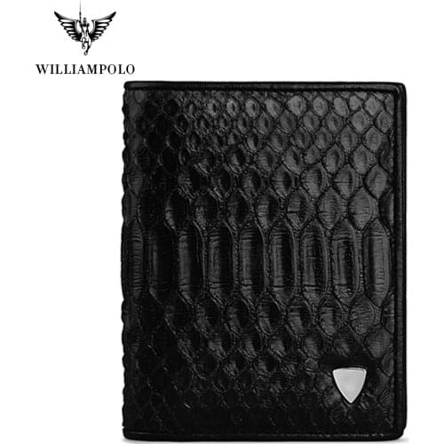 Men Wallet Short Genuine Leather Snakeskin Bifold Money Wallet Coin Case Holder Cash Pocket Python Skin Black 2020