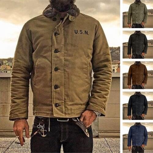 2020 Mens Winter Coat New Mens Jacket Fashion Thick Slim Long-sleeved Thick Solid Color Jacket Windbreakers Men Clothing