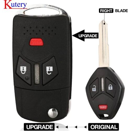 Kutery 10/20pcs Modified Remote Flip Key Shell Fob Fit For Mitsubishi Galant Eclipse Lancer 3/4 Buttons Folding Case