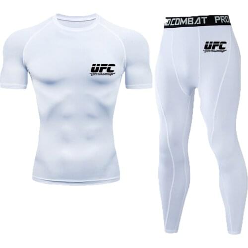 Mens Compression T-Shirt Mens Sportswear Gym Training Suit Jogging Tights Sweat Fast Drying Suit Boxing Suit Football Suit MMA