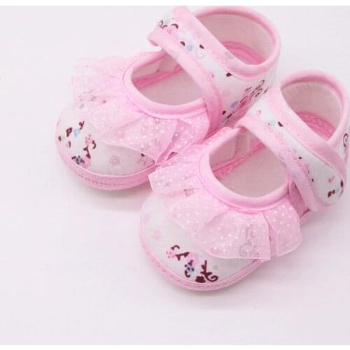 Newborn Baby Girls Soft Shoes Soled Lace Floral Print Footwear Crib Shoes Babe Infant Toddler Baby Girl Shoes bebes 0-18M