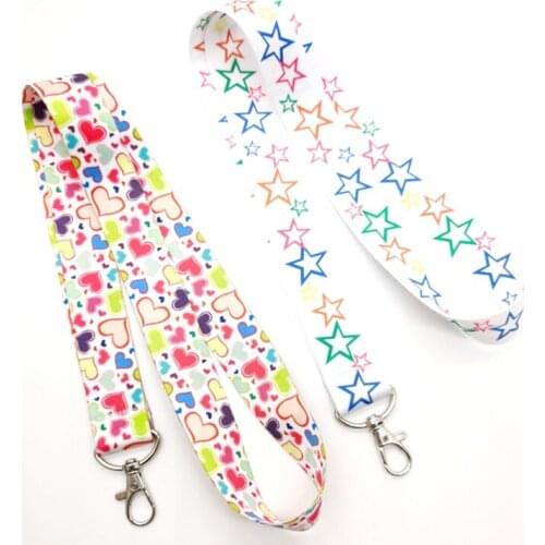 New heart Five-pointed star lanyard Neck Strap Lanyards Badge Holder Rope Pendant Key Chain Accessorie