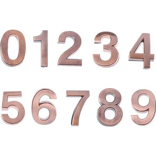 New Plastic Bronze Self- Adhesive 0-9 Door Numbers Customized House Address Signs