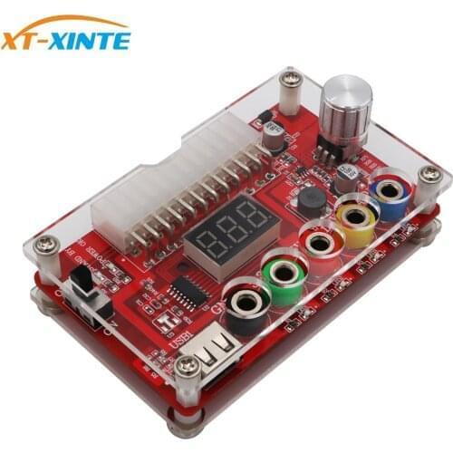24 Pins ATX Power Supply Breakout Board and Acrylic Case Kit Module Adapter Power Connector Support 3.3V/5V/12V 1.8V-10.8V(ADJ)