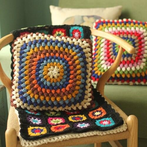 Handmade Crochet Sofa Bedside Chair Cushions Pastoral Bay Window Cushion Lumbar Chair Backrest living Room Reading Throw Pillow