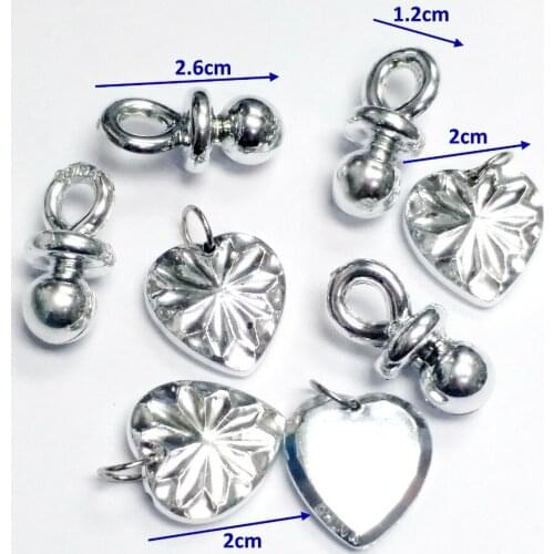 100X silver Heart Pacifier Bead Charms for Fashion Girl Kids Jewelery Necklace Vintage Cup Cake Topper Decoration DIY Home Craft