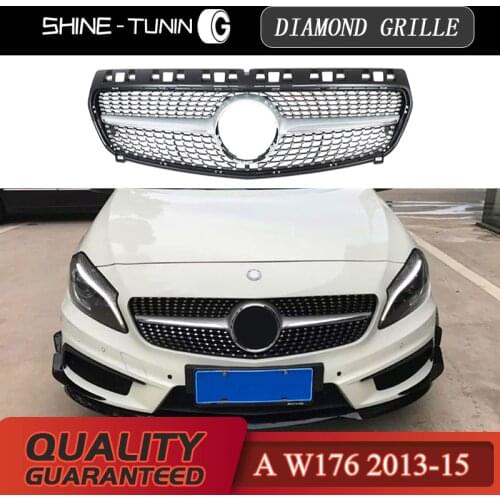 Front grille W176 Diamond grill Suitable for M-B A Class W176 GT GTR Grille A45 A180 A200 A260 2013-15 without emblem