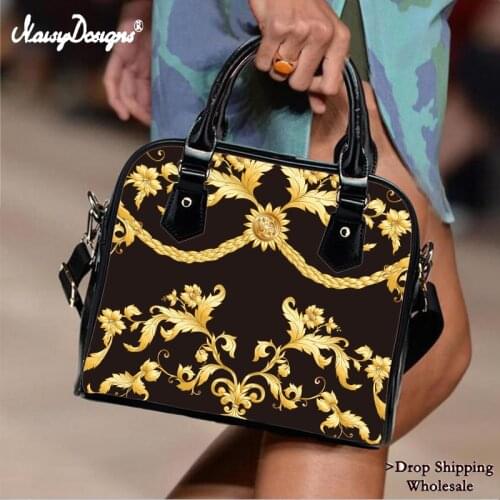 Luxury Women Handbags Europen Golden Floral Leather Totes Bags PU Leather Female Shoulder Bag Girls Top-Handle Bag Dropshipping