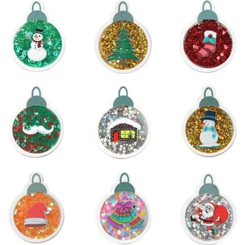 Christmas Quicksand Acrylic Planar Resins Cabochons Flatback 5pcs,DIY Craft Supplies Jewelry Accessories Material,5Yc20335