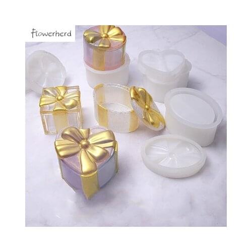 Resin Silicone Mold Storage Box Mold Crystal Epoxy Storage Box Mold Round Oval Bowknot Jewelry Box Candy Storage Resin Mold