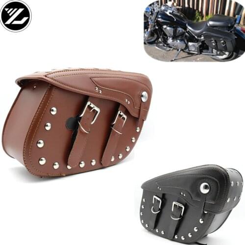 Universal Motorcycle Saddlebags Leather Side Storage Tool Pouch Luggage Bag for yamaha suzuki honda kawasaki Triphum Indian