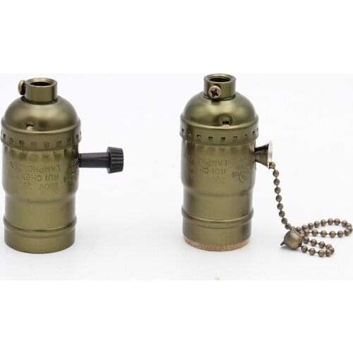 Vintage Lamp Socket E27 E26 Bulb Base Light Holder With Pull Chain Swith And Knob Switch