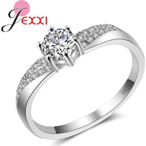 High Sale Solid Colored Cubic Zirconia 925 Sterling Silver Dignified Romantic Couple Rings Fashion Jewelry Accessories Support