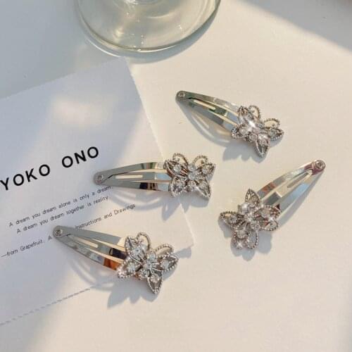 2PC Punk Butterfly Crystal BB Hair Claw Side Clips for Women Girls Punk Hairpin Hair Washface Accessories Headwear Ornament