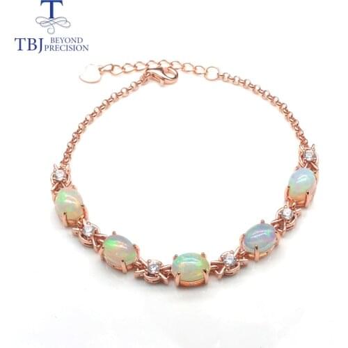 TBJ,Opal bracelet natural Ethiopia gemstone oval 6*8mm with 925 sterling silver rose gold simple fine jewelry suitable girls