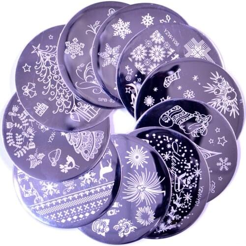 1 PC Nail Stamping Template Flower Animal Geometry Love Valentines Day Round Nail Art Stamping Plate